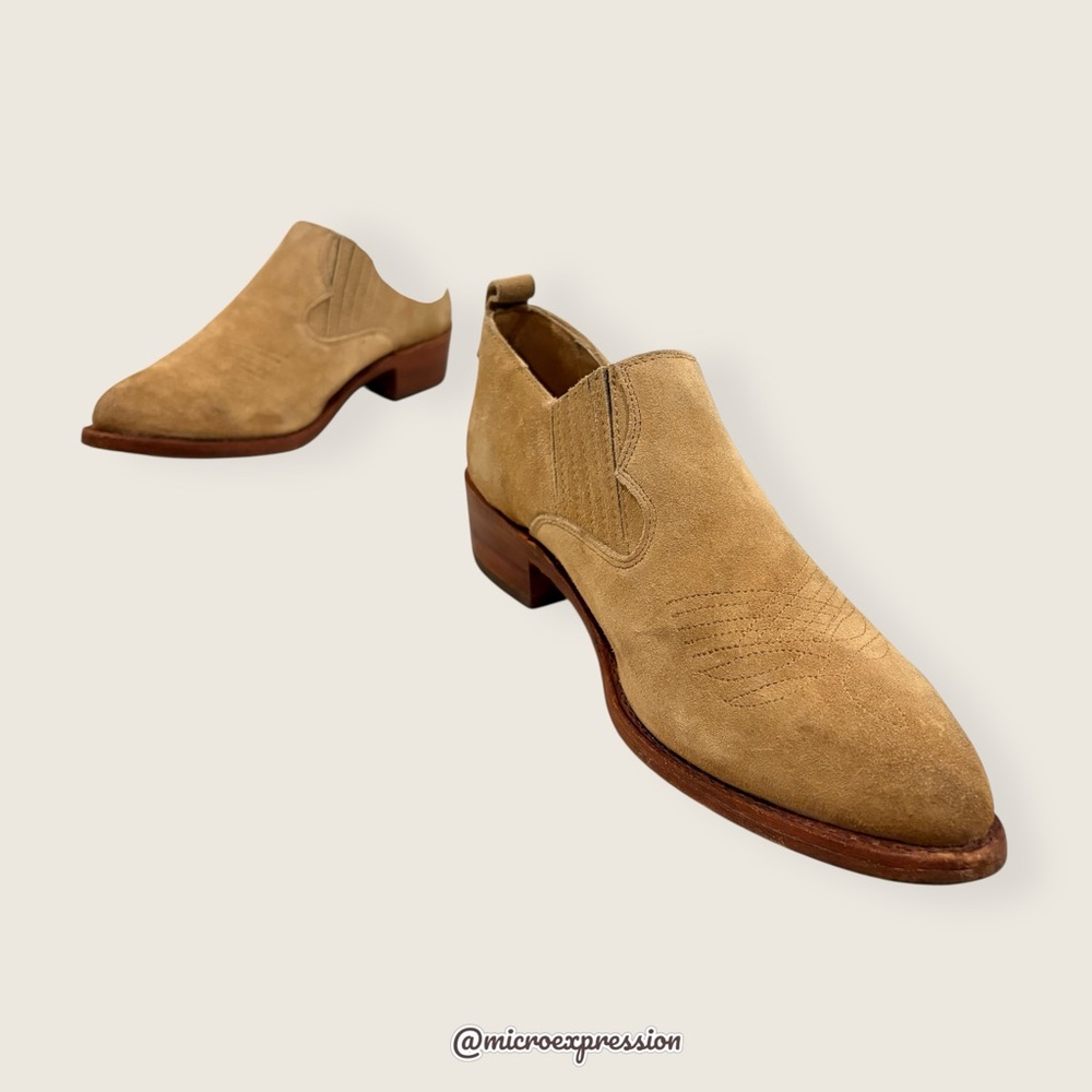 $349 Frye Billy Shootie Tan Taupe Beige Suede Leather Southwestern Ankle Boot - Picture 8 of 14